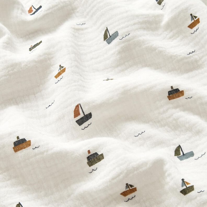 Tissu double gaze de coton Petits bateaux – ivoire,  image number 2