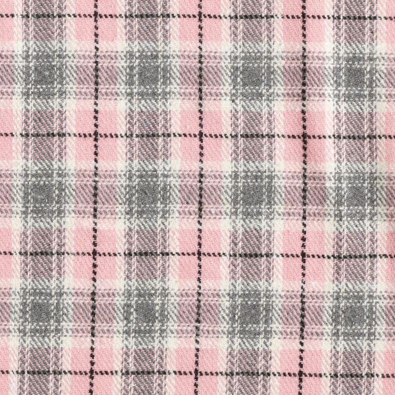 Tissu pour manteau carreaux – rose/gris clair,  image number 1