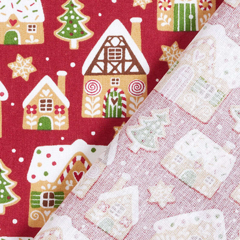 Tissu en coton Cretonne Maison en pain d’épices – carmin, image number 4