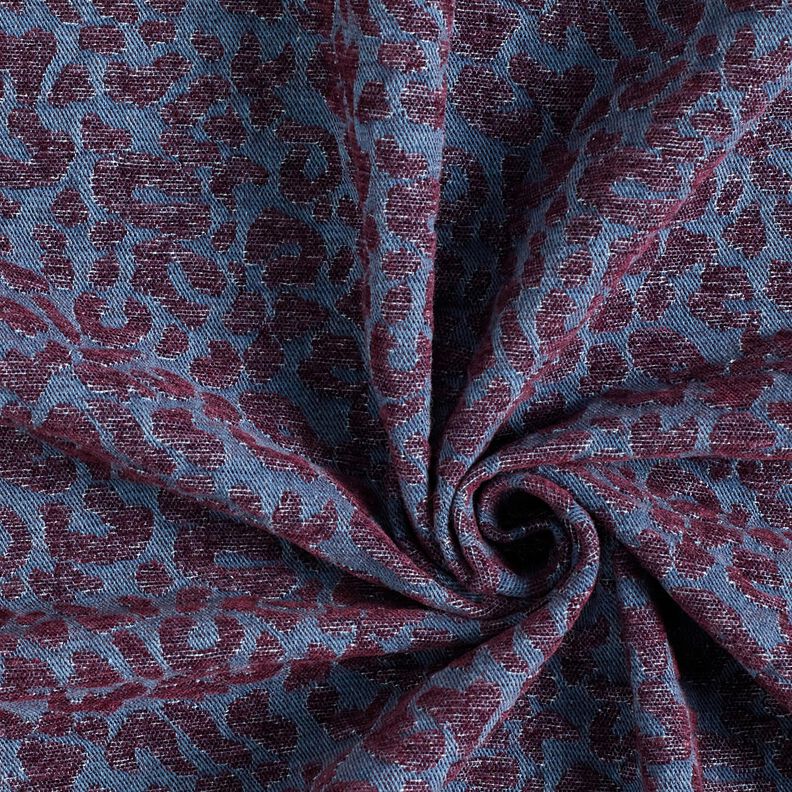 Tissu pour pantalon aspect denim à imprimé léopard – aubergine/bleu jean, image number 3