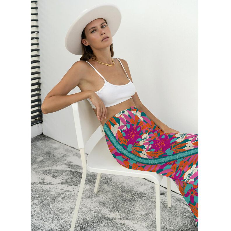 French Terry Sweat d’été Grandes fleurs – pétrole, image number 8