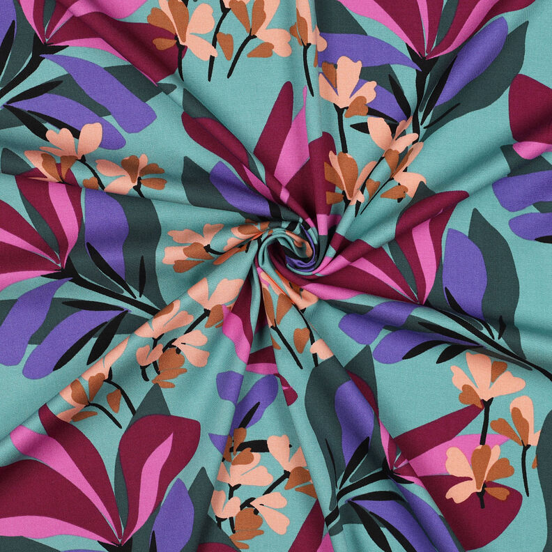 Tissu en viscose stretch Spring Garden | Nerida Hansen – bleu aqua/rouge bordeaux,  image number 3