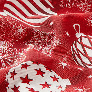 Tissu de décoration Canvas Boules de sapin de Noël – rouge, 