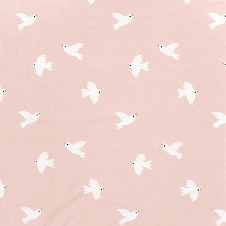Jersey coton Grands oiseaux – rosé/blanc,  image number 1