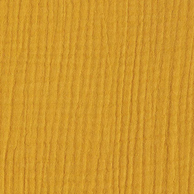 GOTS Tissu triple gaze de coton – jaune curry,  image number 4