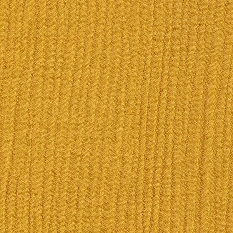 GOTS Tissu triple gaze de coton – jaune curry,  image number 4