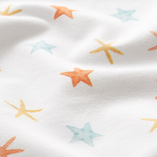 Jersey coton étoiles de mer Impression numérique | Poppy – blanc, 