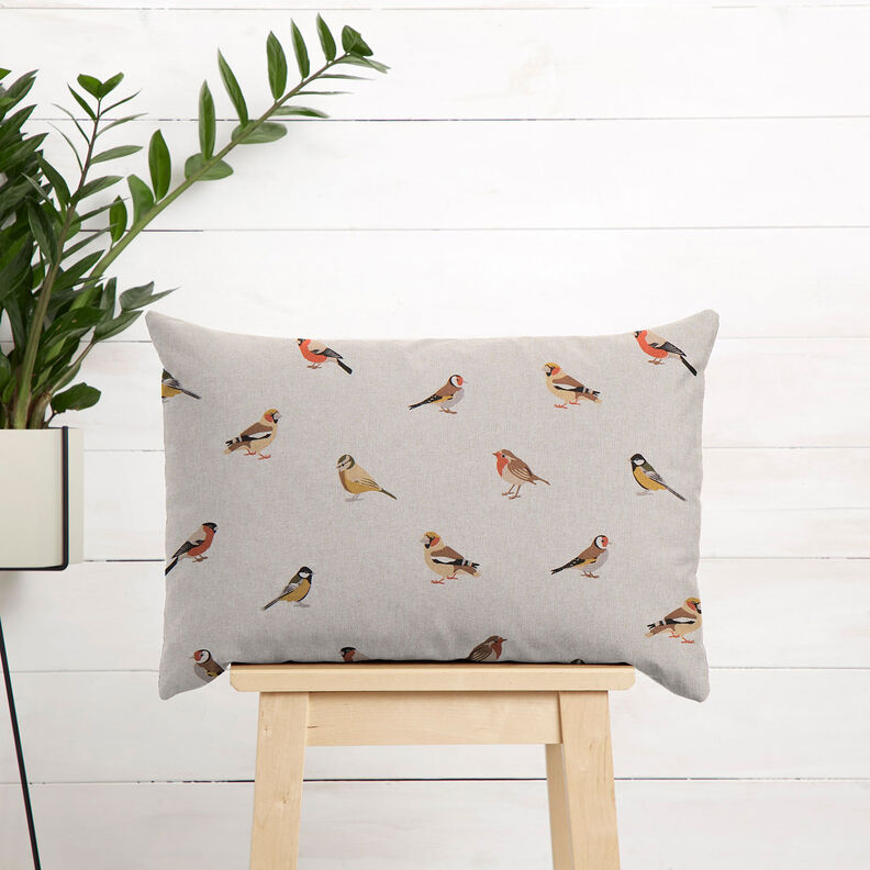 Tissu de décoration Semi-panama Petits oiseaux de jardin – nature, image number 8