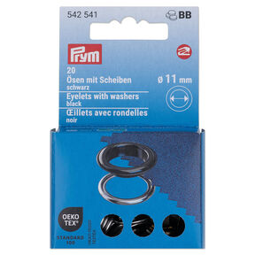 Œillets avec rondelles [20 unités | Ø 11 mm] | Prym – noir/argent métallisé, 