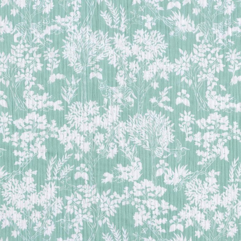 Tissu double gaze de coton Blumenmuster – eucalyptus/blanc,  image number 1