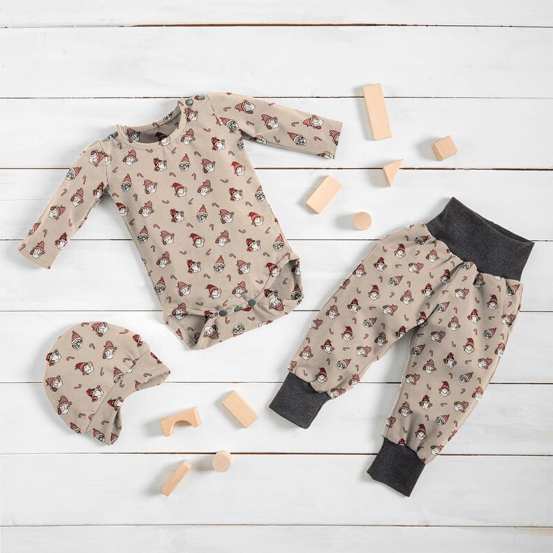 Jersey coton Têtes de lutins – amande, image number 6