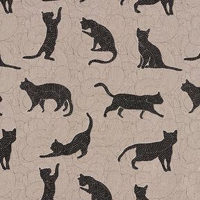 Tissu de décoration Semi-panama Chats – noir, 