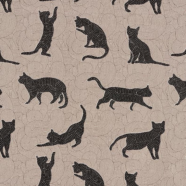 Tissu de décoration Semi-panama Chats – noir,  image number 1