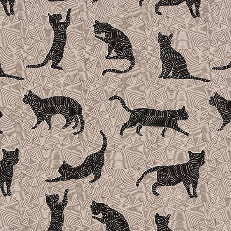 Tissu de décoration Semi-panama Chats – noir, image number 1