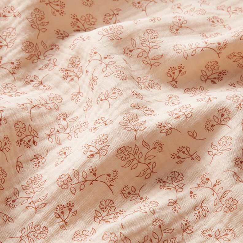 Tissu double gaze de coton Petites vrilles de fleurs – nature,  image number 2