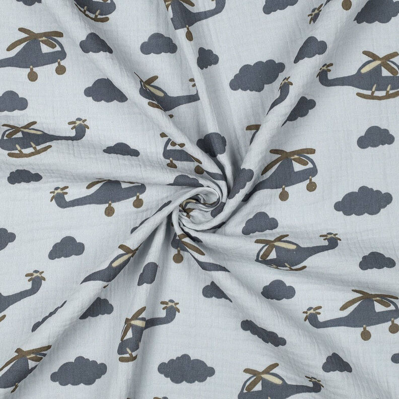 Tissu double gaze de coton Hélicoptère | by Poppy – bleu bébé/gris schiste,  image number 3
