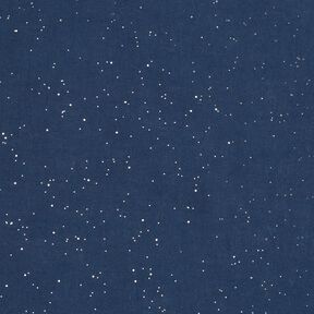 Tissu en coton Popeline Imprimé feuille Taches argentées – bleu nuit/argent métallisé, 