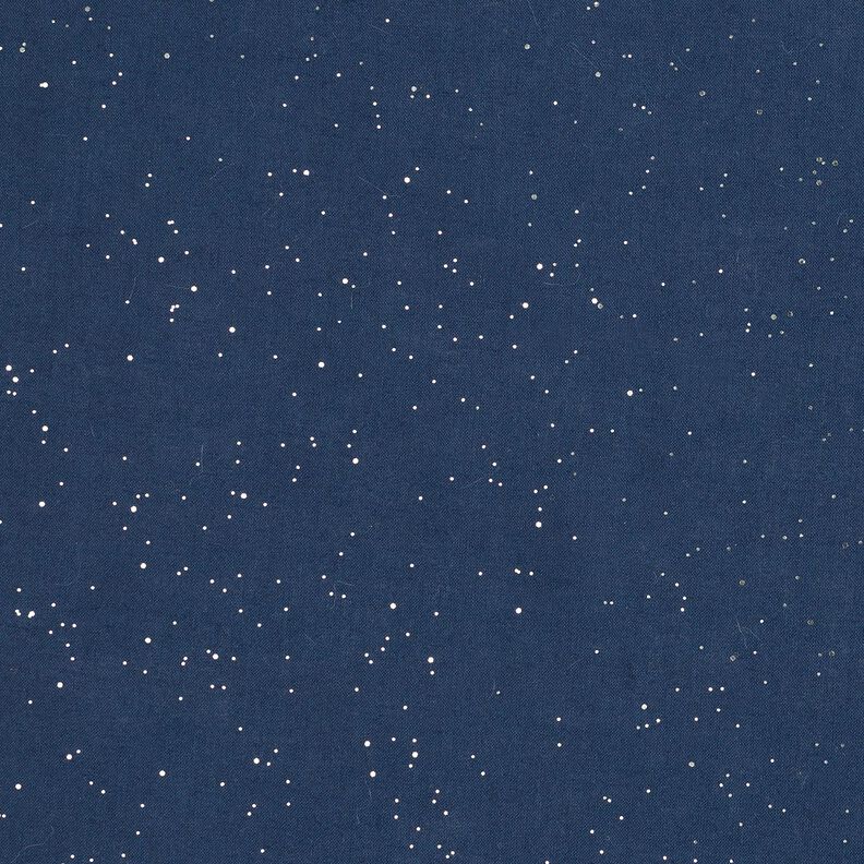 Tissu en coton Popeline Imprimé feuille Taches argentées – bleu nuit/argent métallisé, image number 1