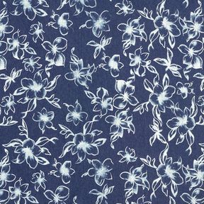 Chambray Fleurs d'été – bleu marine/écru, 