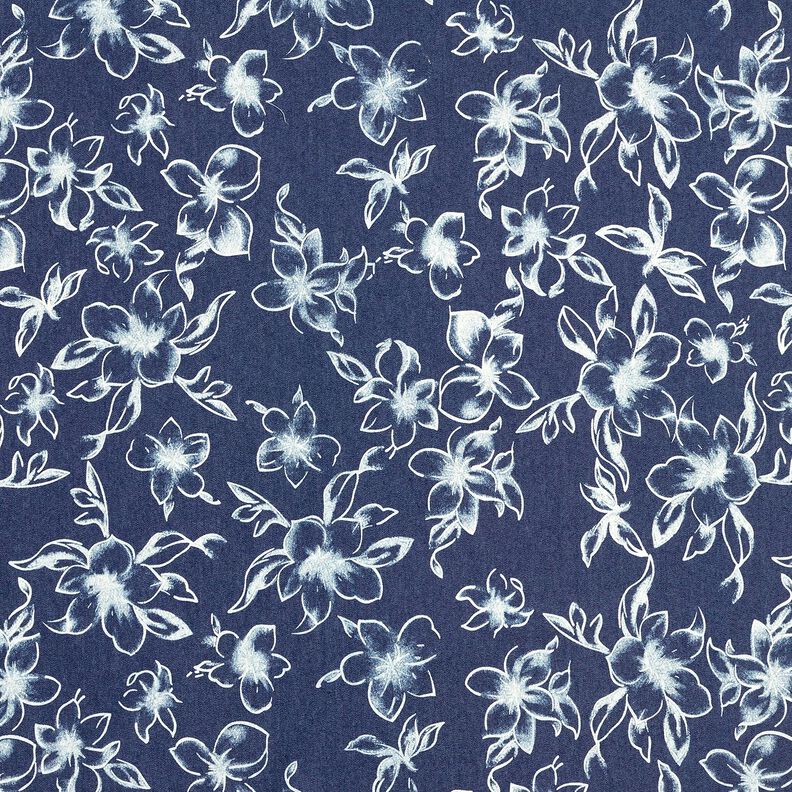 Chambray Fleurs d'été – bleu marine/écru,  image number 1