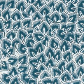 Tissu en coton Cretonne Feuilles abstraites – bleu océan/ivoire, 