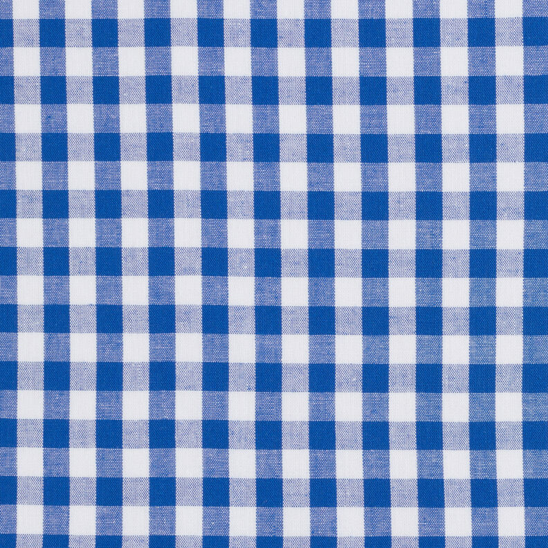 Tissu en coton Vichy à carreaux 1 cm – bleu roi/blanc,  image number 1