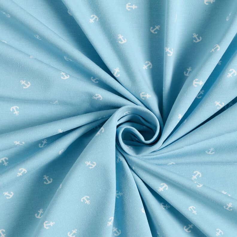 Jersey coton Petite ancre Impression numérique – bleu clair, image number 3