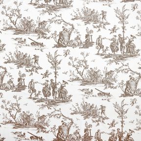 Tissu de décoration Semi-panama Joyeux danseurs 280 cm – taupe/blanc, 