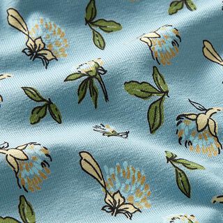 Jersey coton fleurs dans le vent – bleu aqua, 