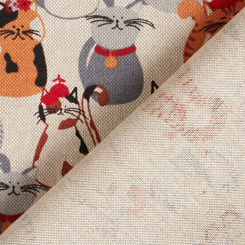 Tissu de décoration Semi-panama Chats élégants – nature/gris,  image number 4