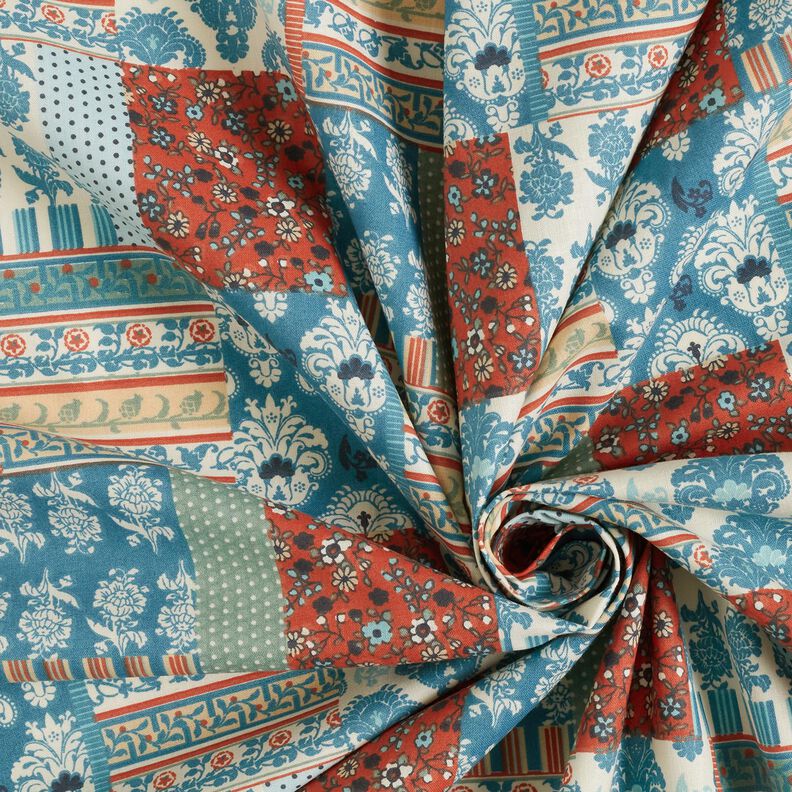 Tissu en coton Cretonne Patchwork floral – bleu, image number 3