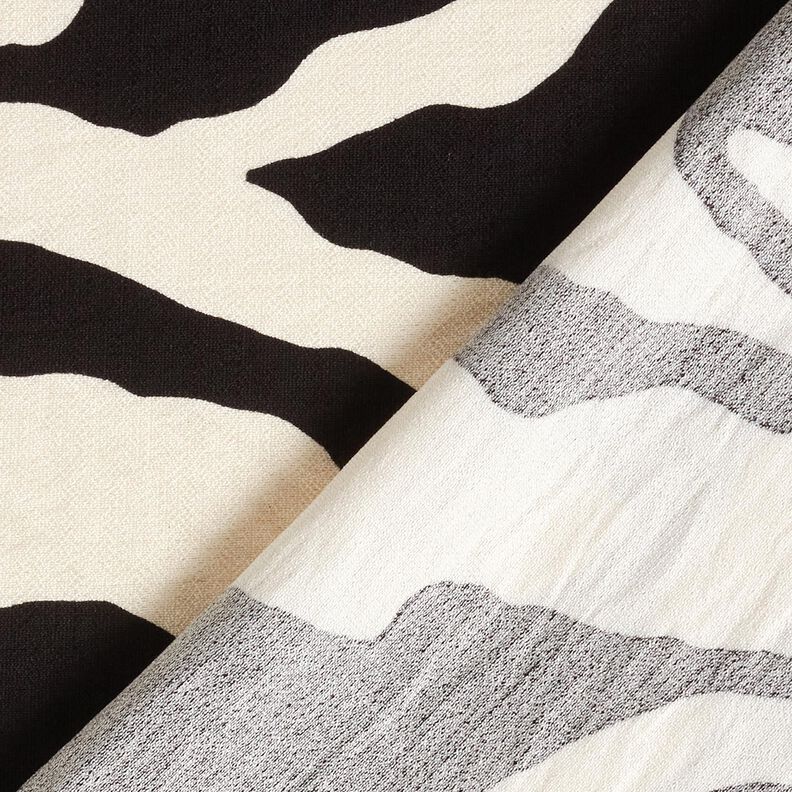 Crêpe de viscose motif zèbre – noir/ivoire,  image number 4