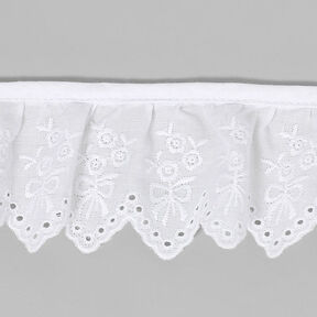 Broderie anglaise ruchée, 57 mm – blanc, 