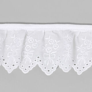 Broderie anglaise ruchée, 57 mm – blanc, 