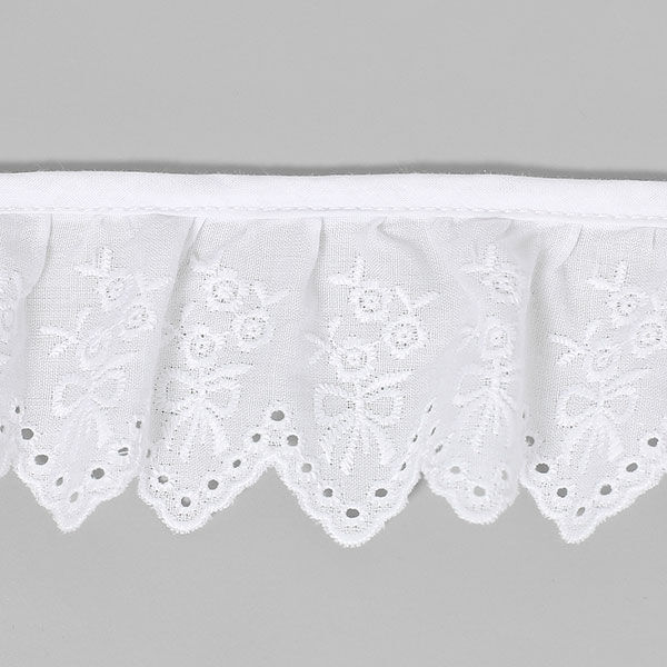 Broderie anglaise ruchée, 57 mm – blanc,  image number 1