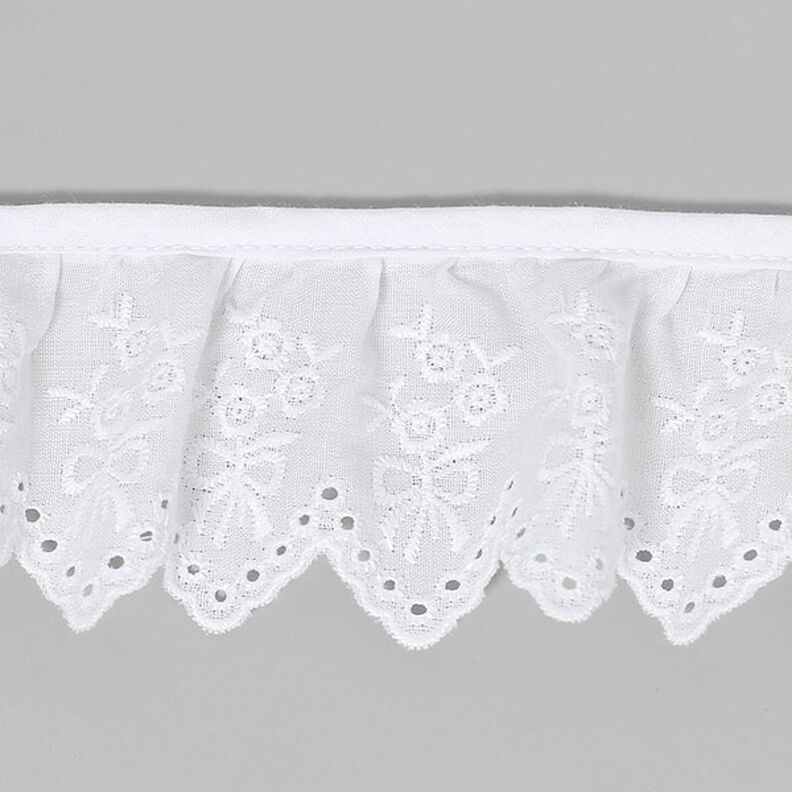 Broderie anglaise ruchée, 57 mm – blanc,  image number 1