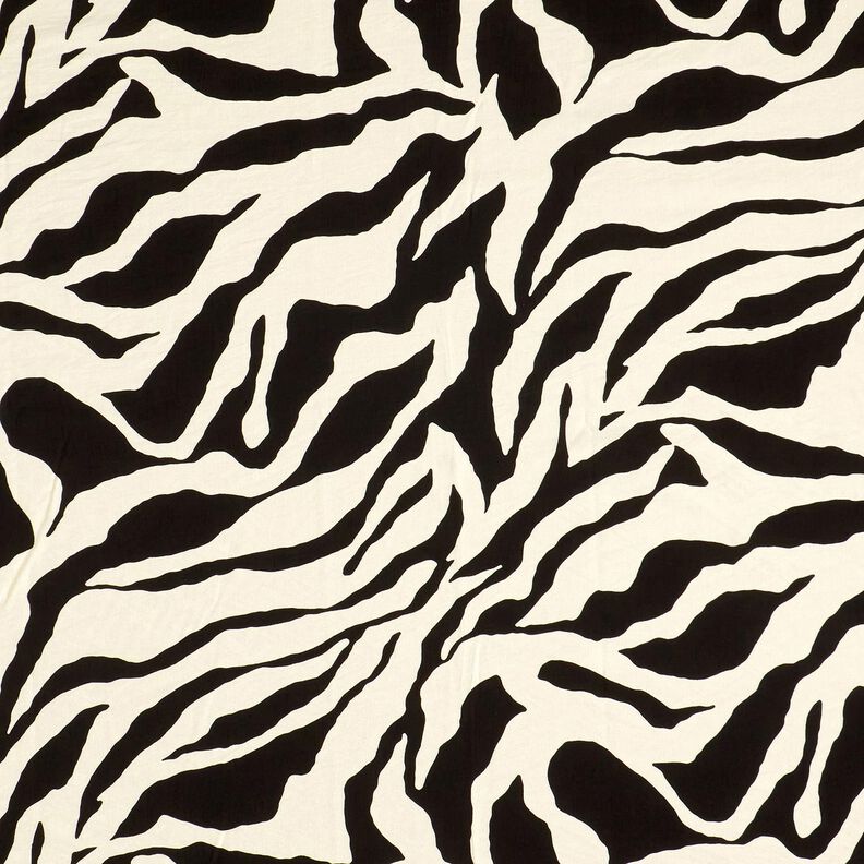Crêpe de viscose motif zèbre – noir/ivoire,  image number 1