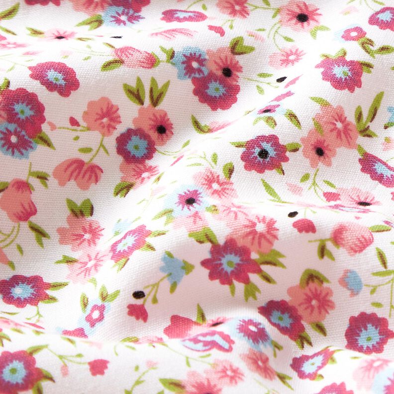 Popeline de coton Mille-fleurs – blanc/rose vif,  image number 2