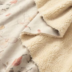 Tissu stretch velours doublé sherpa avec fleurs délicates | Katia Fabrics – nature, 
