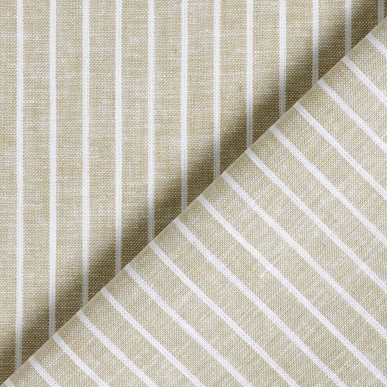 Mélange lin coton Larges rayures – beige foncé/blanc, image number 4