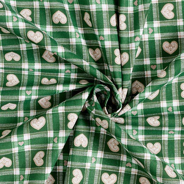 Tissu en coton Cretonne Vichy et cœurs – vert,  image number 3