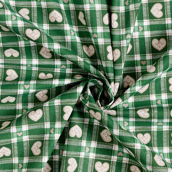 Tissu en coton Cretonne Vichy et cœurs – vert, image number 3