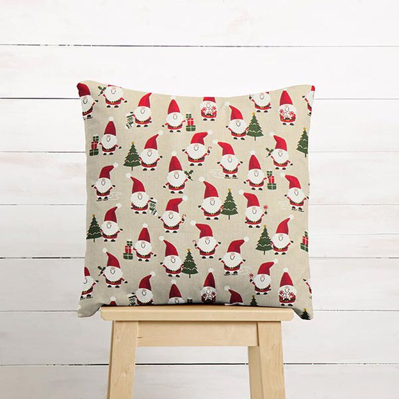 Tissu de décoration Semi-panama pères Noël joyeux – nature, image number 8