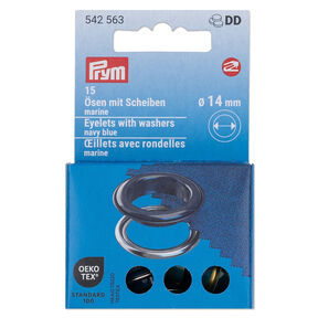 Œillets avec rondelles [15 unités | Ø 14 mm] | Prym – bleu marine/argent métallisé, 