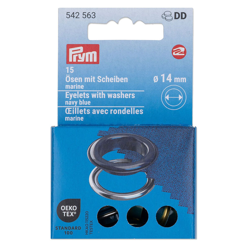Œillets avec rondelles [15 unités | Ø 14 mm] | Prym – bleu marine/argent métallisé,  image number 1