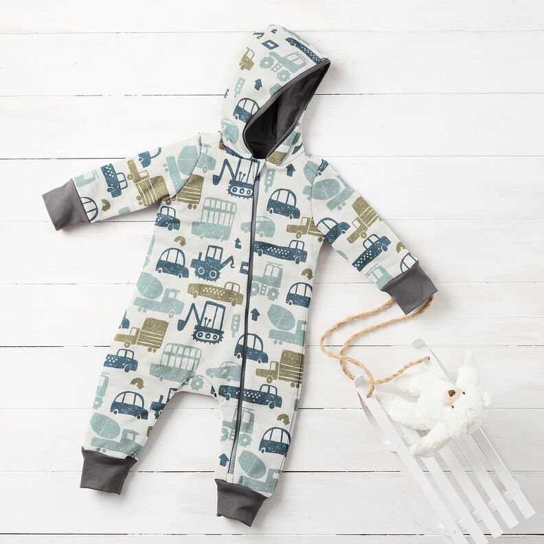 French Terry Sweat d&rsquo;&eacute;t&eacute; V&eacute;hicules griffonn&eacute;s &ndash; blanc/bleu,  image number 8