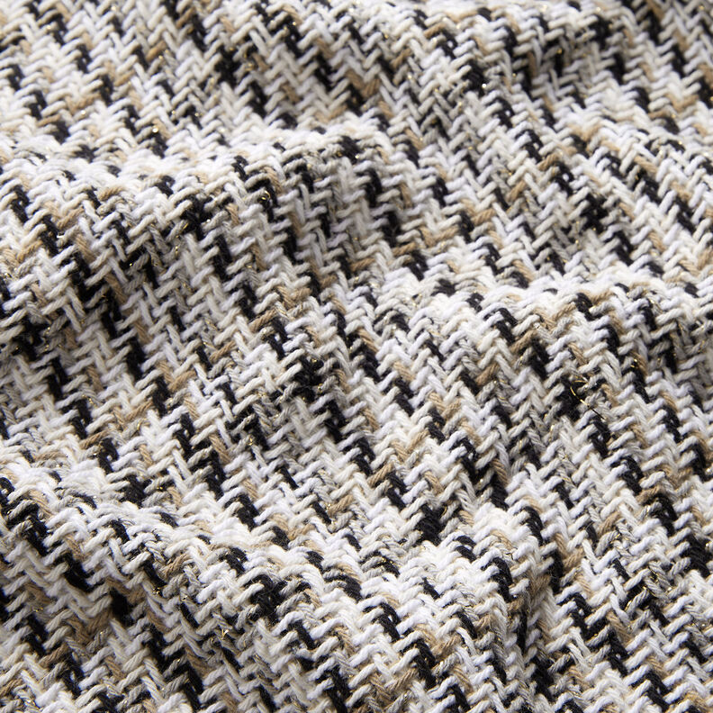 Tissu brut pour manteau Carreaux à fil scintillant – blanc/beige,  image number 2