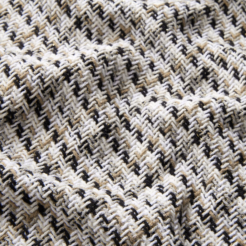 Tissu brut pour manteau Carreaux à fil scintillant – blanc/beige, image number 2