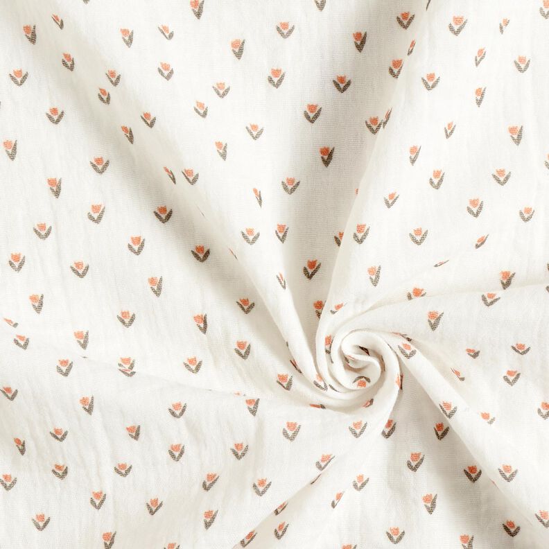Tissu double gaze de coton Mini-tulipes Impression numérique – blanc, image number 3