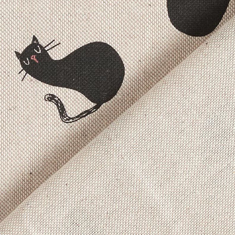 Tissu de décoration Semi-panama Chats de dessin animé – noir/nature,  image number 4